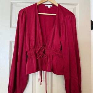 Dry Goods Red Blouse with Tie Front